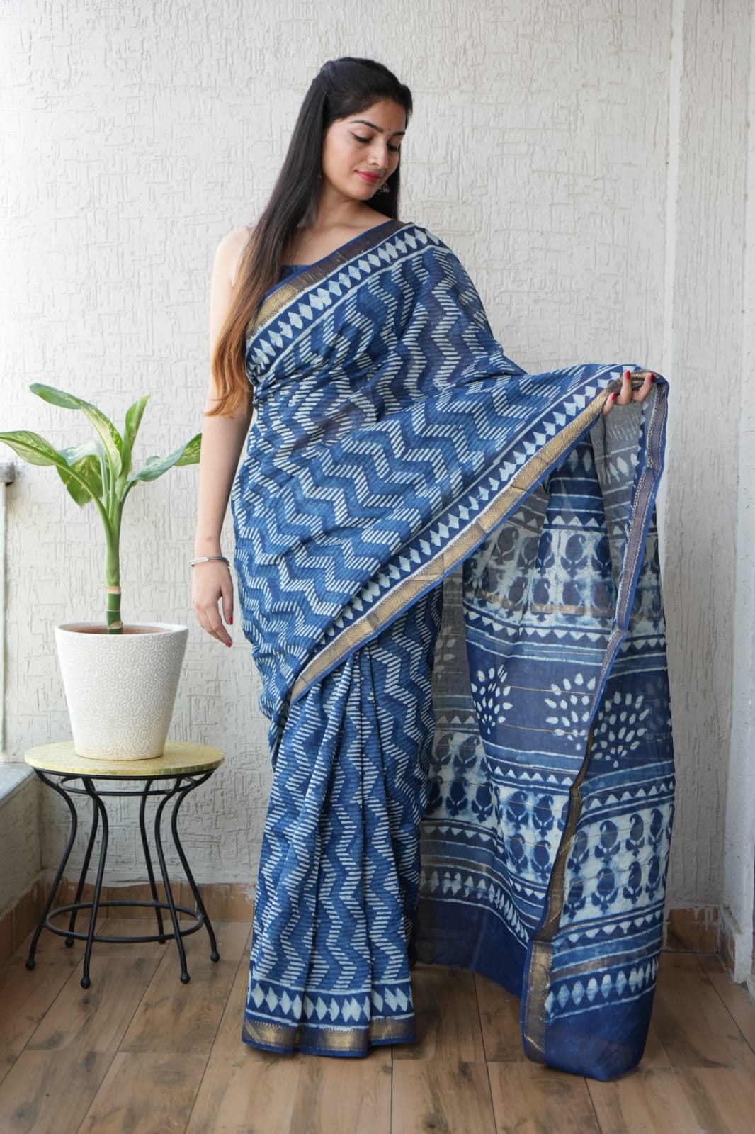 Maheshwari silk saree wholesale, hand block printed yellow red stripes, pure silk saree by Fabtexs